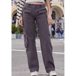 John Galt Brownish Grey Kim Cargo Pants Gray Ripstop Low Rise Women's Small Y2K